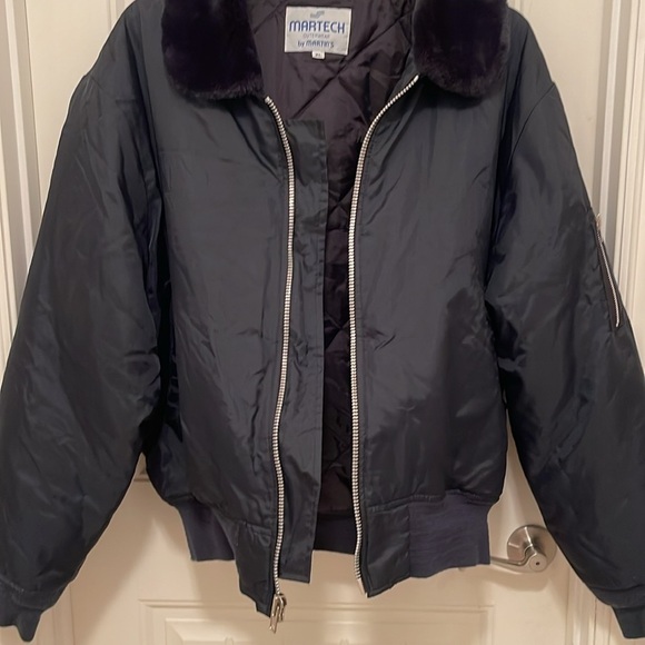 Martin’s Flight Jacket‎ Navy Blue Nylon Faux Fur collar, Full Zip, men’s Sz XL - Picture 16 of 16